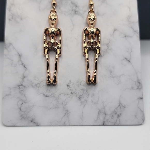 New Goldtone Skeleton Earrings - Picture 2 of 5